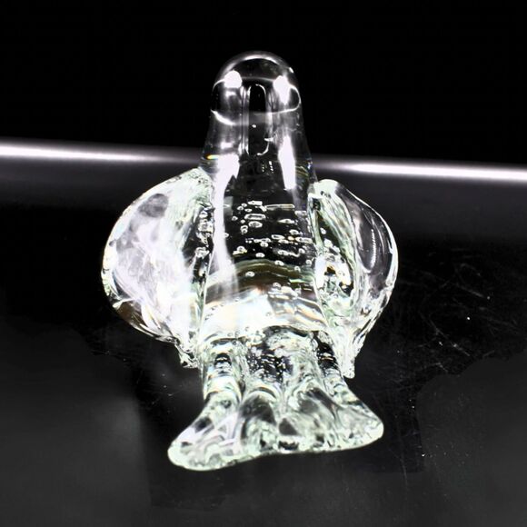 Vintage Art Glass Bird Figurine Clear Hand Blown Controlled Bubble Sculpture - Picture 6 of 7